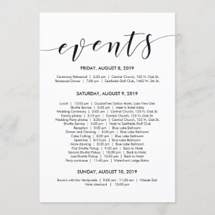 Cartão de Cronograma/Itinerário de Casamento Elega