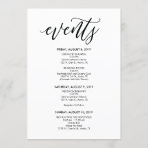 Cartão de Cronograma / Itinerário de Casamento Per