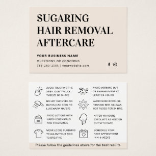 Cartão de cuidados pós-remoção de cabelo com Sugar