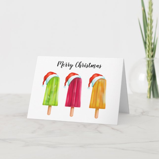 Cartão de cumprimento dos popsicles do Feliz Natal (Frente)