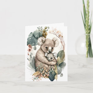 Cartão de Cumprimentos com Ilustração de Mãe e Beb
