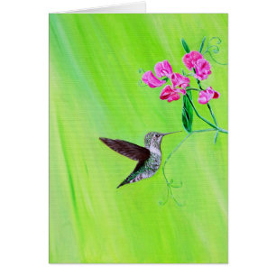 Cartão de cumprimentos com pintura de beija-flor e
