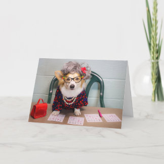 Cartão de cumprimentos de aniversário Bingo Corgi