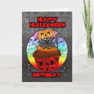 cartão de cumprimentos de aniversário de halloween