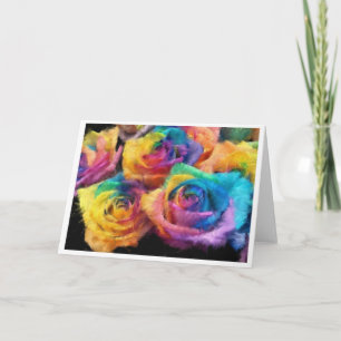 Cartão de Cumprimentos de Pintura de Rosas Arco-ír