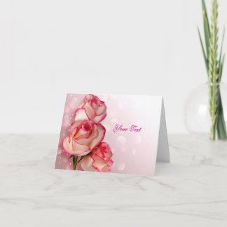 Cartão de Cumprimentos de Rosas Rosa Personalizado