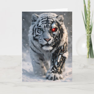 Cartão de cumprimentos de tigre branco ciborgue fe