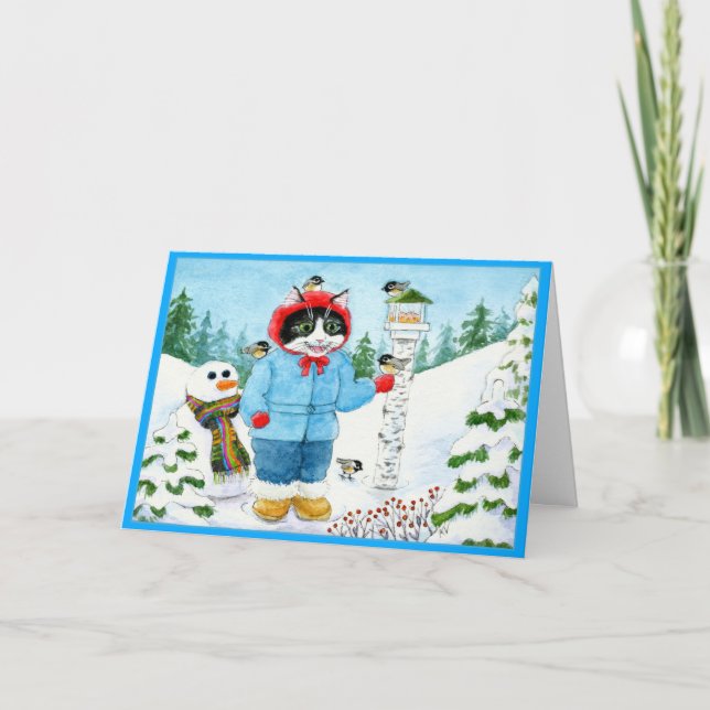 Cartão de cumprimentos do alimentador de pássaros  (Frente)