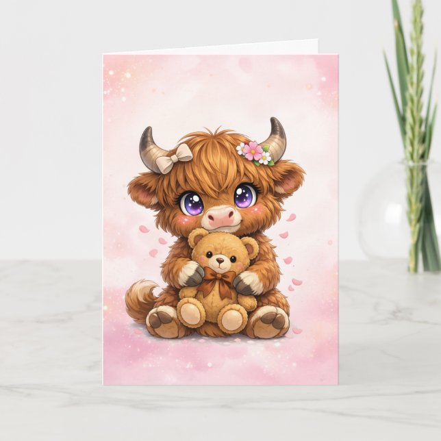 Cartão de Cumprimentos do Bebe Vaca das Terras Alt (Frente)