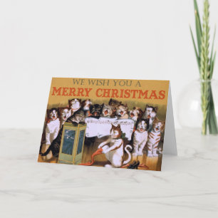 Cartão de cumprimentos do Feliz Natal do gato do