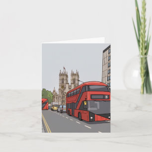 cartão de cumprimentos do ônibus de Londres e da A