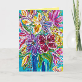 Cartão de Cumprimentos Doblado "Vaso Azul" Floral