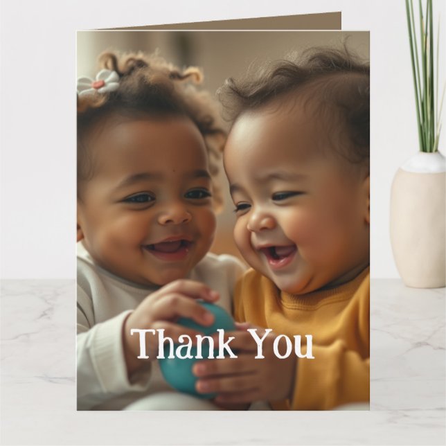 Cartão de Cumprimentos Dobrado Adicionar Duas Foto (Frente)