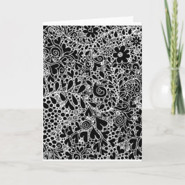 Cartão de Cumprimentos Dobrado com Corações e Flor