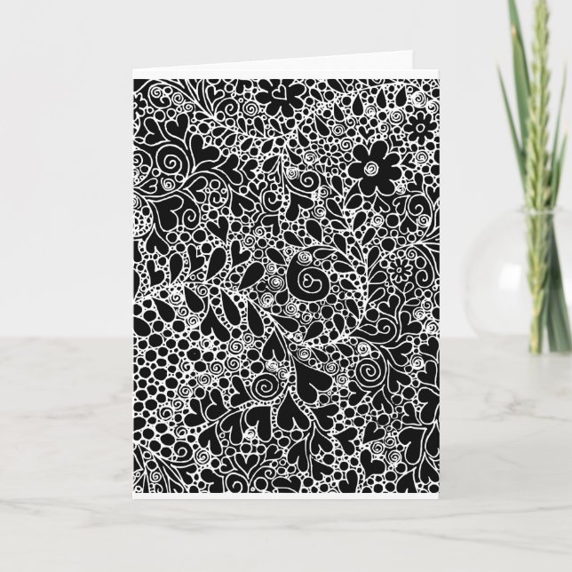 Cartão de Cumprimentos Dobrado com Corações e Flor (Frente)