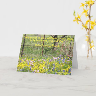 Cartão de Cumprimentos Dobrado com Desenho de Flor
