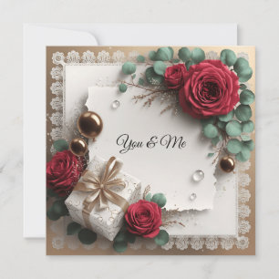 Cartão de Cumprimentos Elegante “You & Me” Dourado