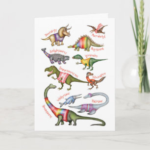 Cartão de cumprimentos em branco com dinossauros f