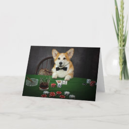 Cartão de cumprimentos em branco do Corgi jogando