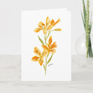 Cartão de Cumprimentos Floral de Aquarela com Líri