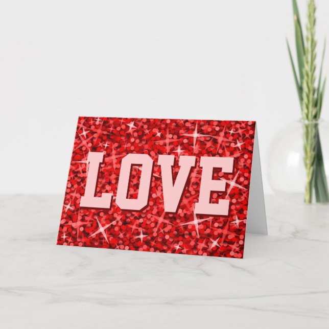 Cartão de cumprimentos Glitz Red 'LOVE' (Frente)