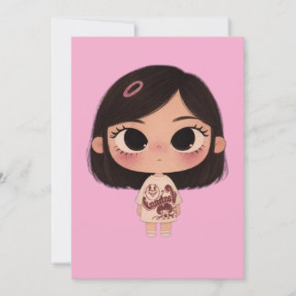 Cartão de Cumprimentos Kawaii de Menina Chibi Fofa