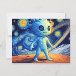 Cartão de Cumprimentos Pequeno Alien Espacial