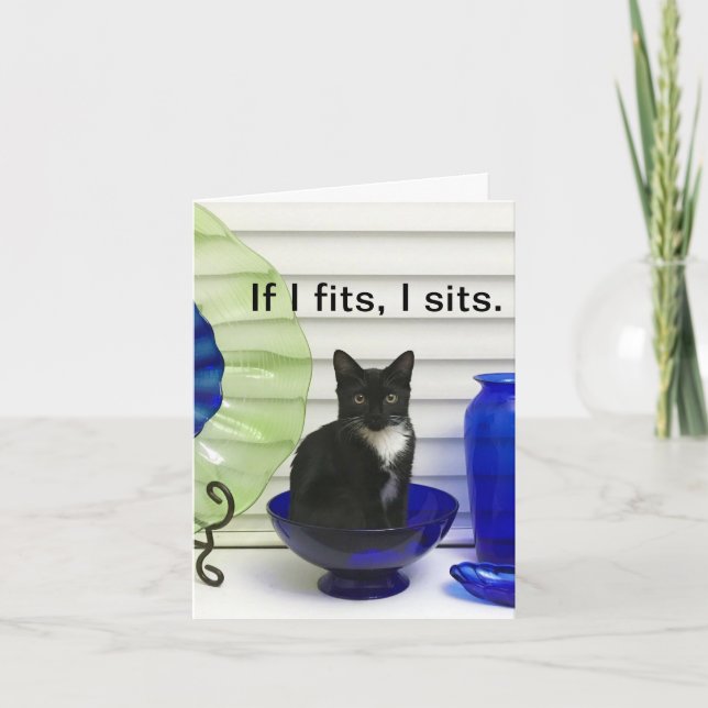 Cartão de Cumprimentos Personalizado Gata Tuxedo (Frente)