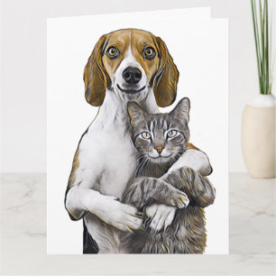CARTÃO DE CUMPRIMENTOS ROMÂNTICO DE ARTE DE GATO E