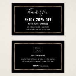 Cartão de Cupão de Desconto do Efeito Foil Ouro Fa