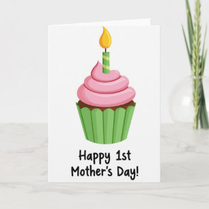 Cartão de Cupcake com Vela Listrada
