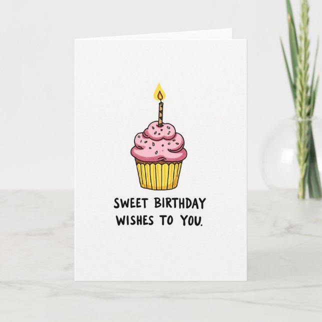 Cartão de Cupcake de Aniversário Alegre (Frente)