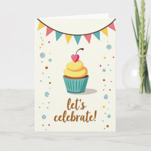 Cartão de Cupcake de Aniversário Alegre