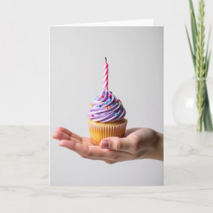 Cartão de Cupcake de Aniversário com Confeitos