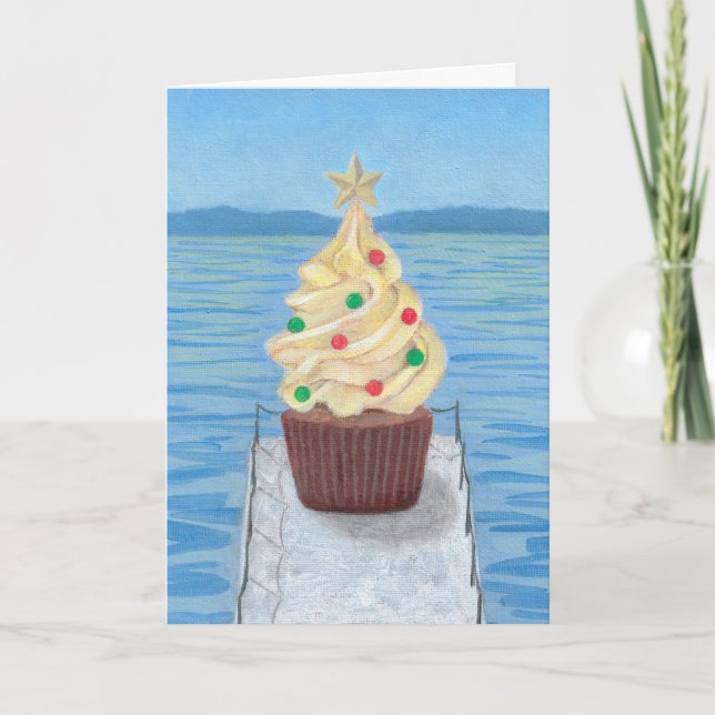 Cartão de Cupcake de Natal #4 (Frente)