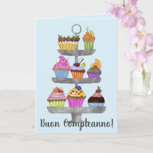 Cartão de cupcakes de Aquarela Italiano