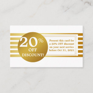 Cartão de Cupom de Desconto de Etiquetas Dourado A