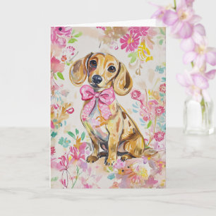 Cartão de Dachshund em Aquarela em Branco ou Perso