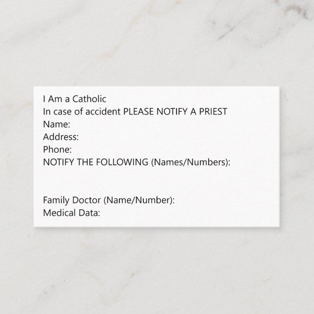 Cartão de Dados de Emergência (Frente)