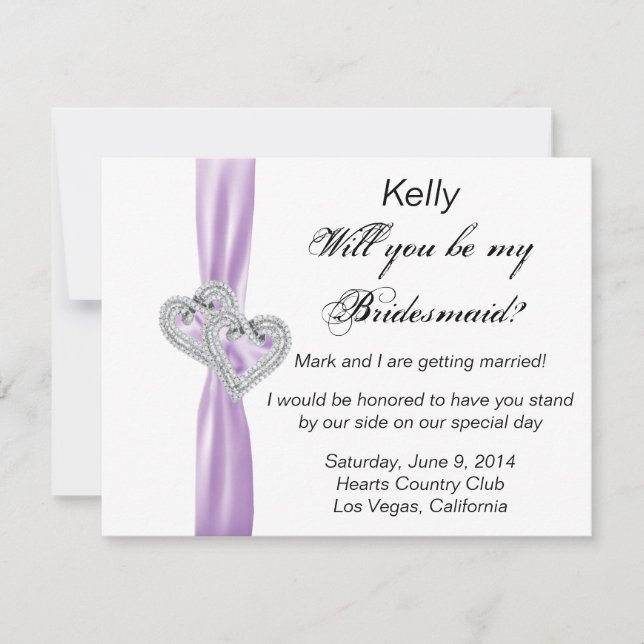 Cartão de Dama de Honra Casamento Coração de Diama (Frente)