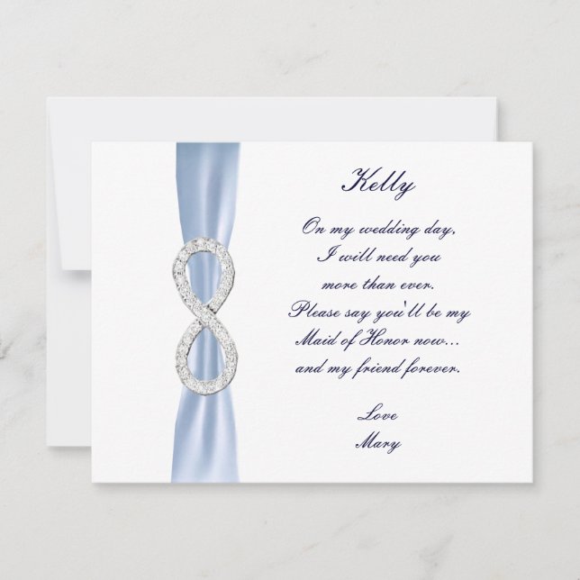 Cartão de Dama de Honra de Casamento Blue Diamond  (Frente)