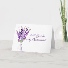 Cartão de Dama de Honra Lavanda Aquarela Casamento