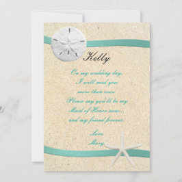 Cartão de Dama de Honra para Casamento na Praia Sa