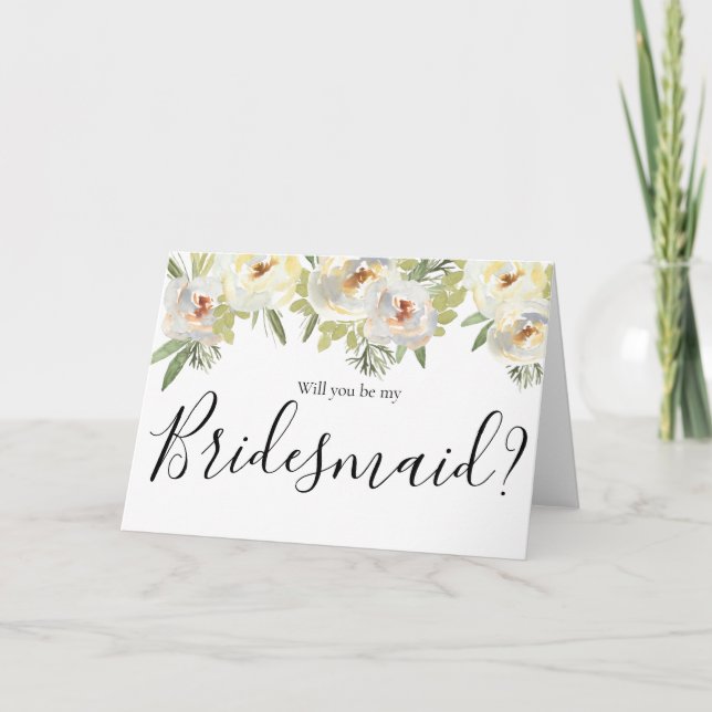 Cartão de damas de honra de casamento com verde fl (Frente)