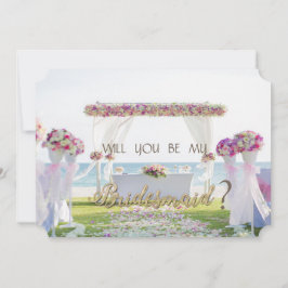Cartão de Damas de Honra de Casamento na Praia com