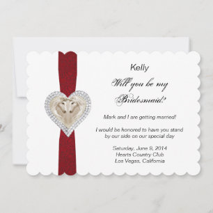 Cartão de Damas de Honra Unicórnio Vermelho em Ren