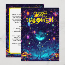 Cartão de Dança de Esqueleto Spooky