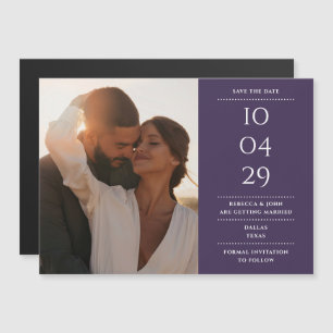 Cartão de Data de Casamento em Foto Roxo Moderno