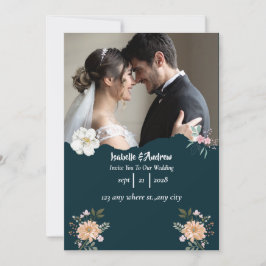 Cartão de data de casamento floral vintage para sa