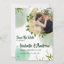 Cartão de data de casamento floral vintage para sa